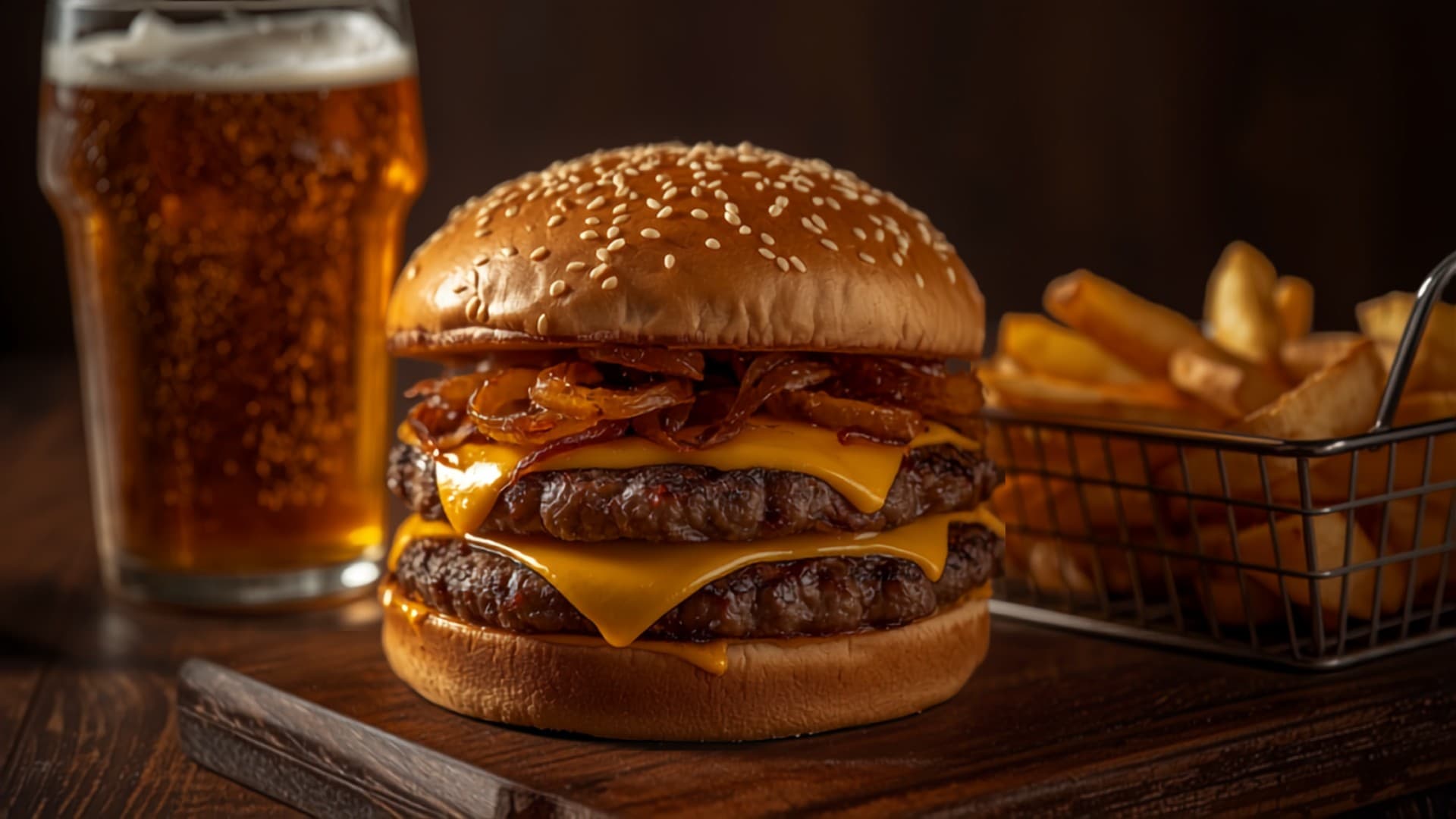 Smash burger with fries