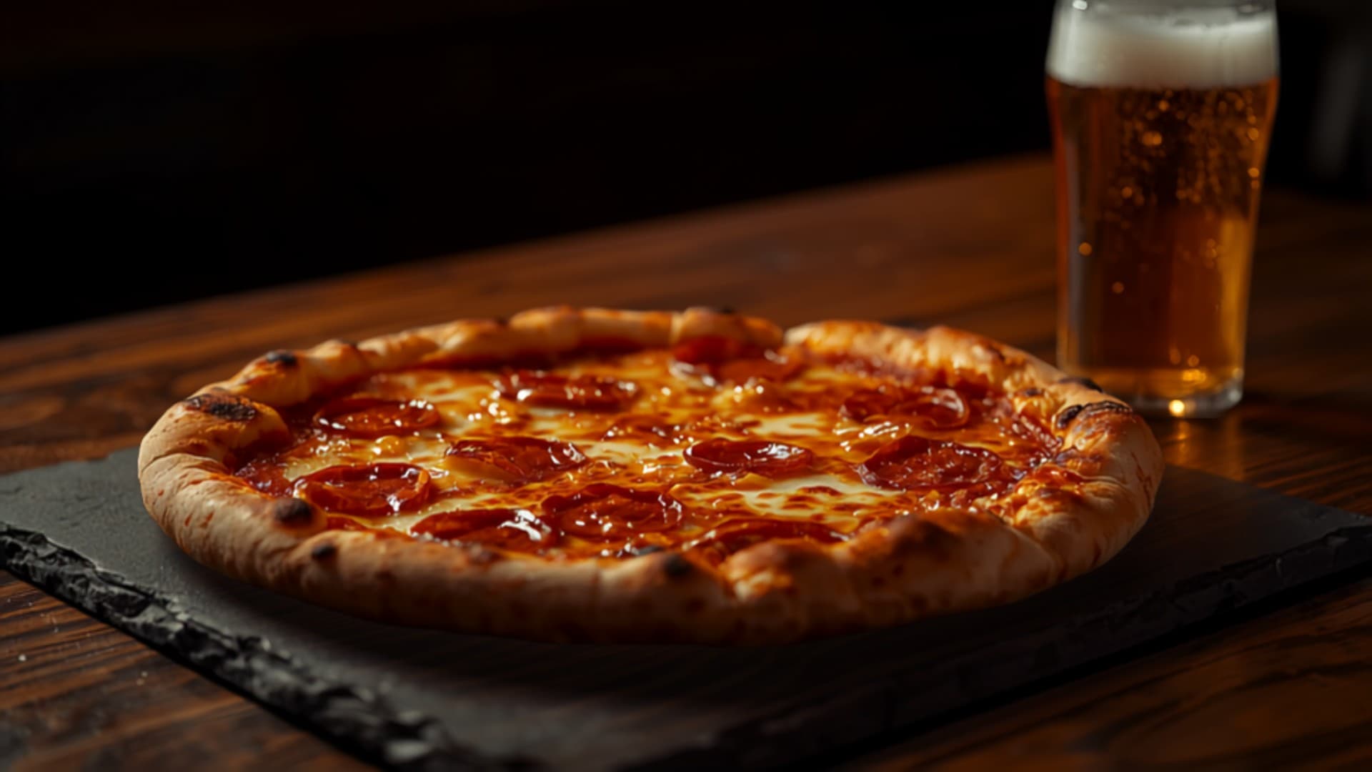 Wood-fired pepperoni pizza