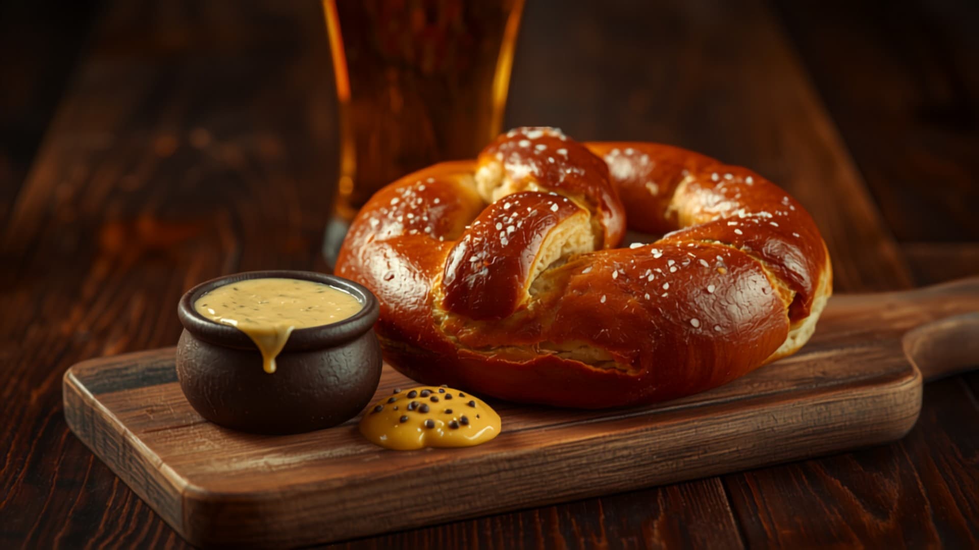 Bavarian pretzel with beer cheese