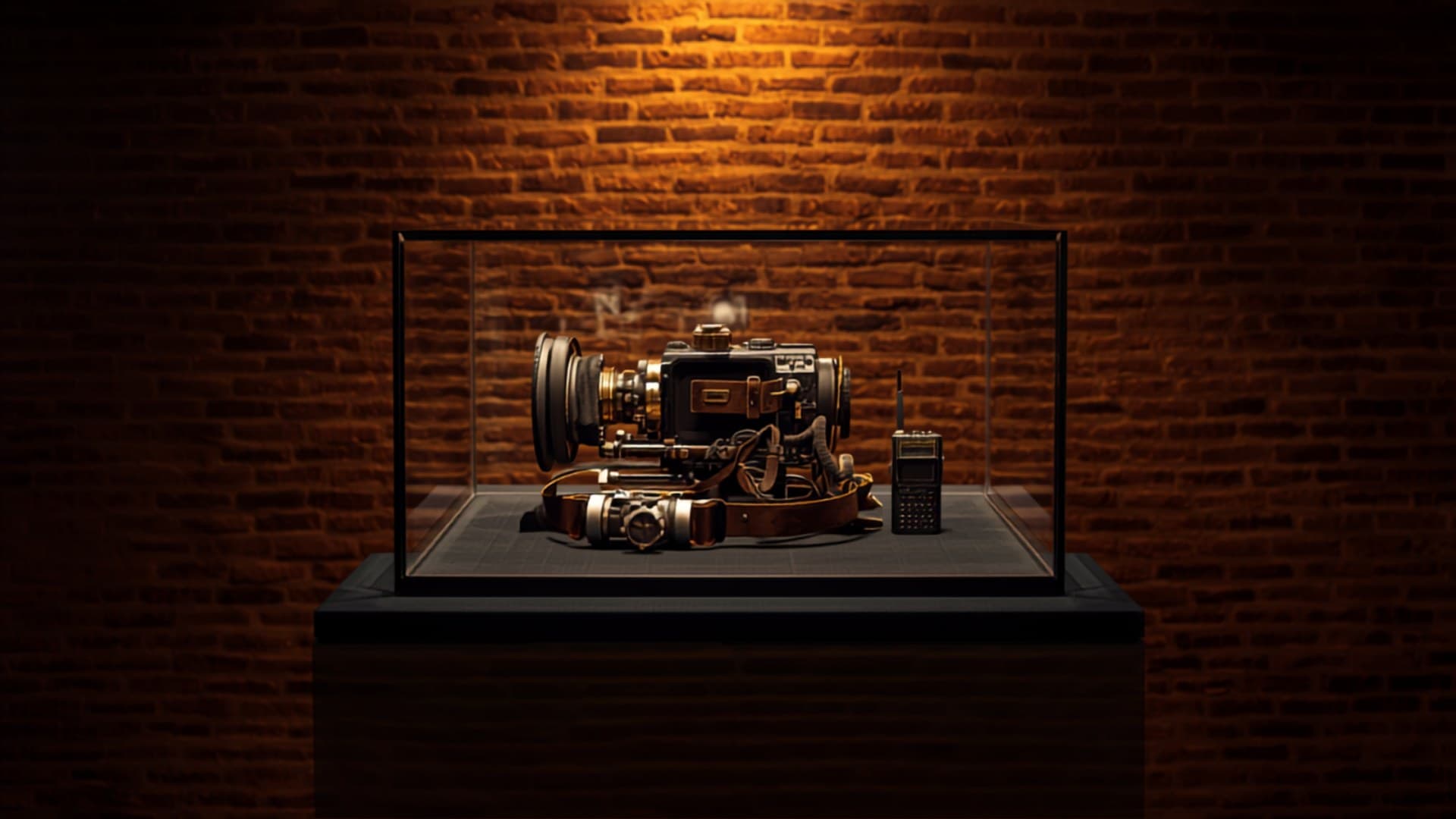 Hero movie prop displayed on a plinth